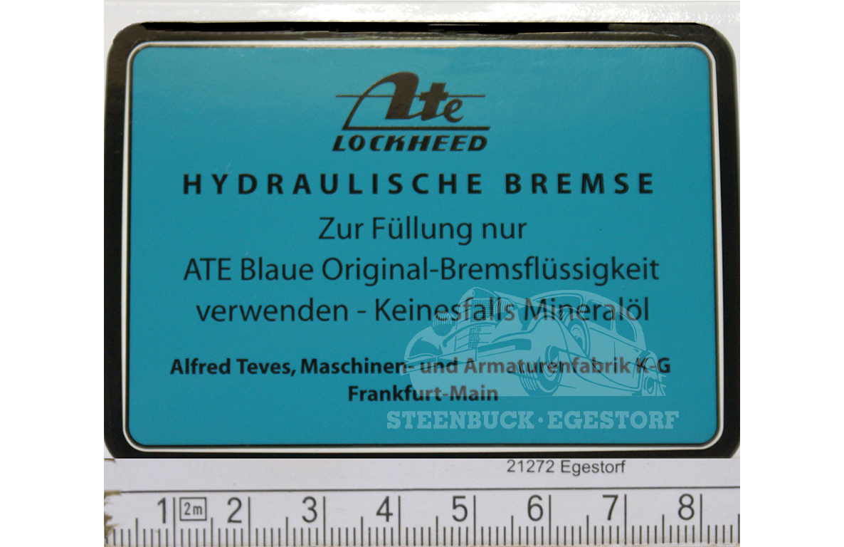 aufkleber fuer ein bremsfluessigkeitsbehaelter von ate in farbe petrol fuer nachkriegsfahhrzeuge